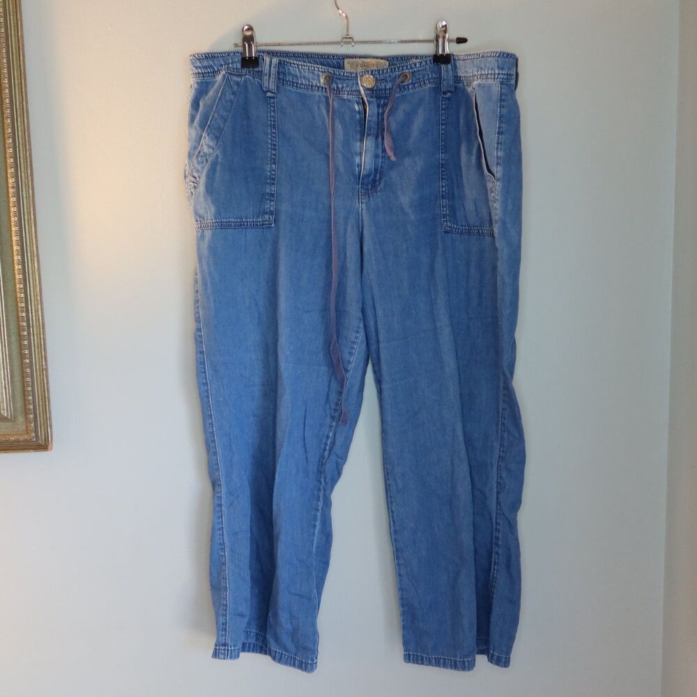 Nine West Vintage America Collection Womens Crop Jeans 14/32 Blue Drawstring